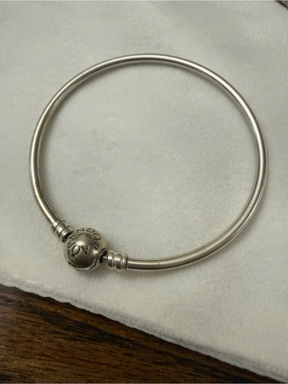 Pandora Silver Round Clasp Bangle Bracelet